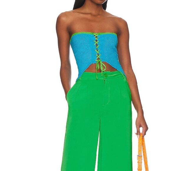 Superdown Blue and Green Knit Tube Top - Size Medium - BRAND NEW - Picture 2 of 7